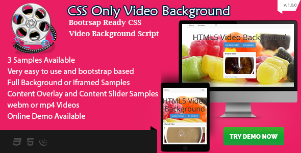 CSS Video Background - CodeCanyon 18403140