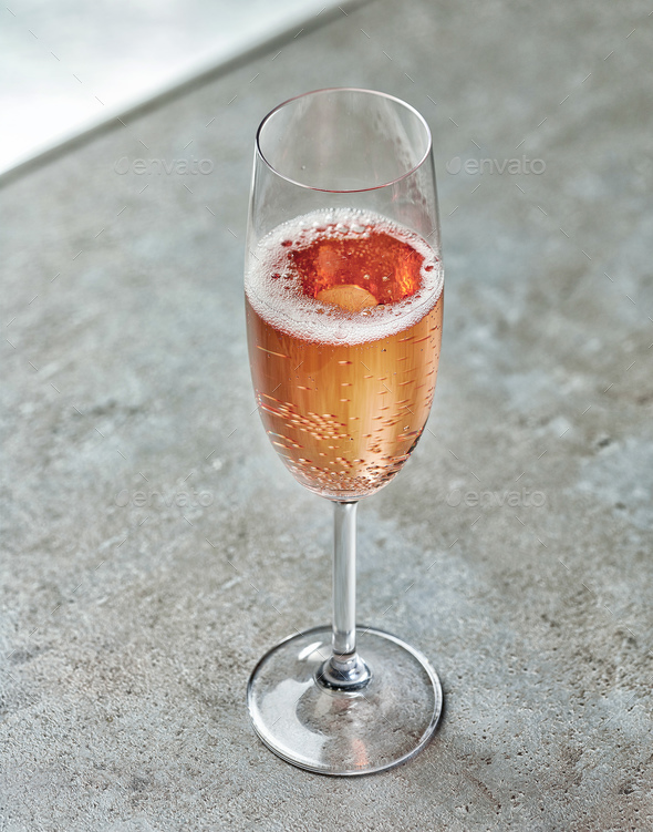 glass of pink champagne Stock Photo by magone | PhotoDune