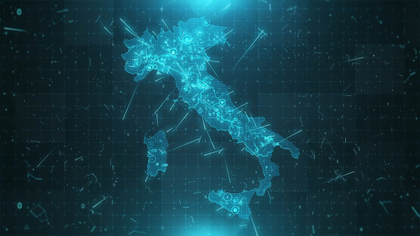 Italy Map Background Cities Connections 4K
