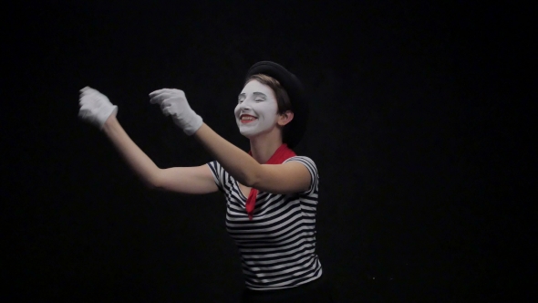 Mime Instrument Mime Girl Playing Musical Instruments., Stock Footage | VideoHive