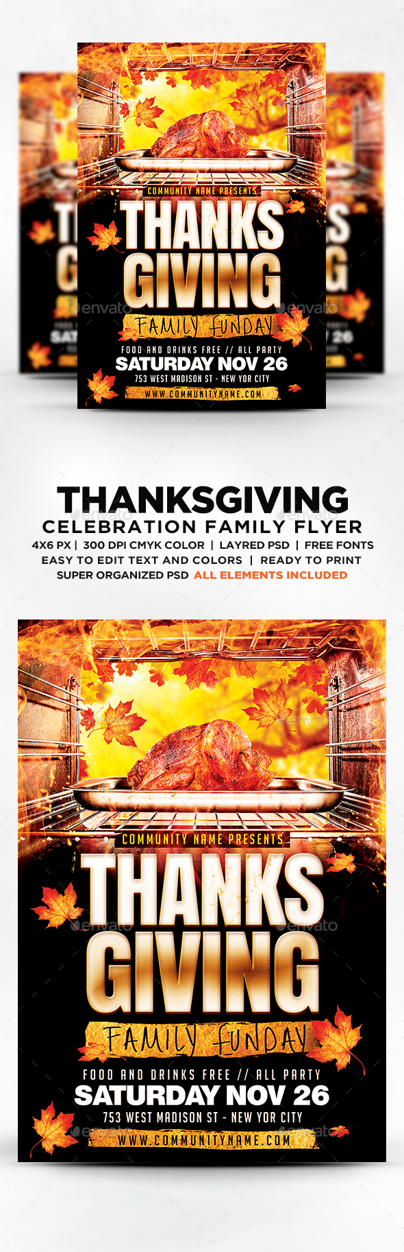 Thanksgiving Family Funday Party Flyer
