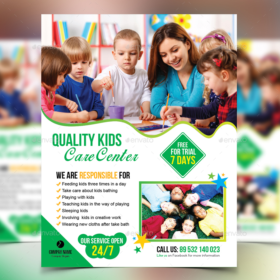 Kids Care Center Flyer, Print Templates | GraphicRiver