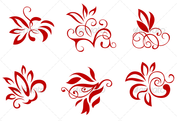 Floral and flower decorations - Decorative Vectors