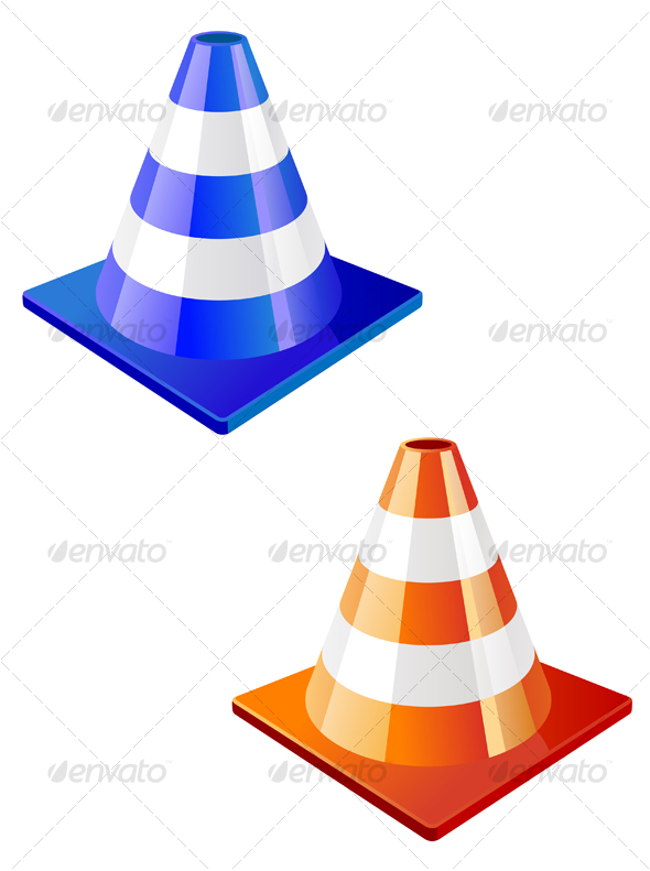 Traffic cone in two colors - Objects Vectors