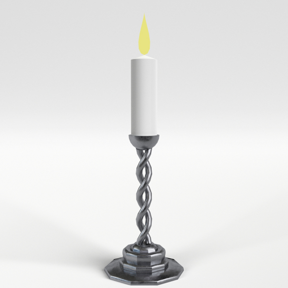 Candle with flame and holder - 3DOcean Item for Sale