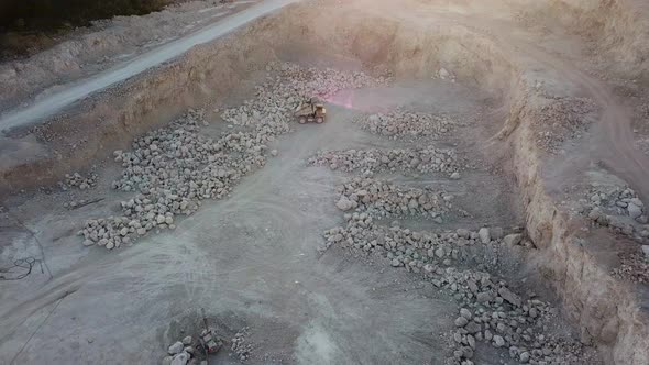 Aerial View of Opencast Mining Quarry with Lots of Machinery at Work  View From Above alt