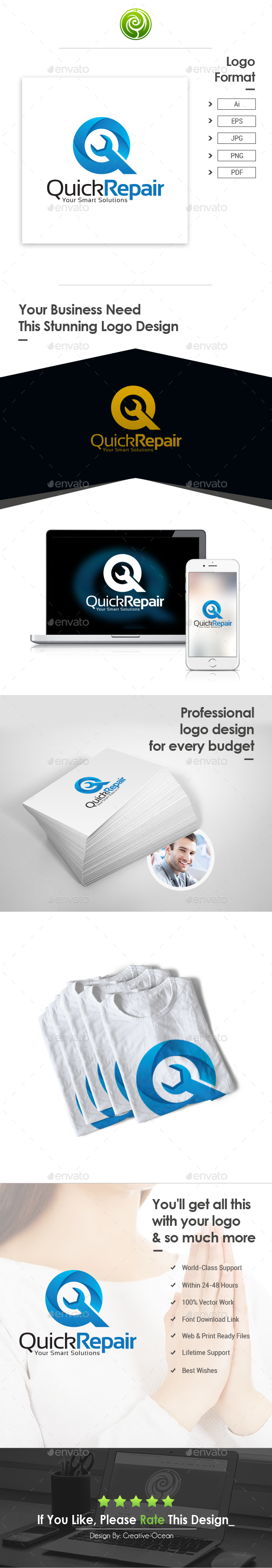 Quick Repair - Q Letter Logo - Letters Logo Templates