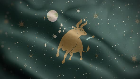 Taurus Zodiac Horoscope Flag Loop Background 4K