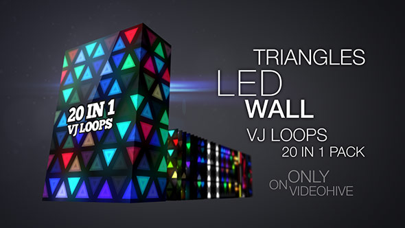 Triangles LED Wall VJ Loops Pack, Motion Graphics |