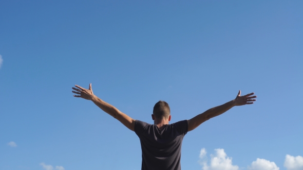 Man To Sky. Emotional Scene., Stock Footage | VideoHive