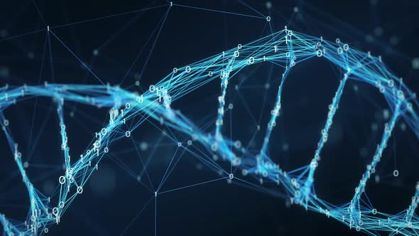 Abstract Motion Background - Digital Binary Plexus DNA molecule HD Loop