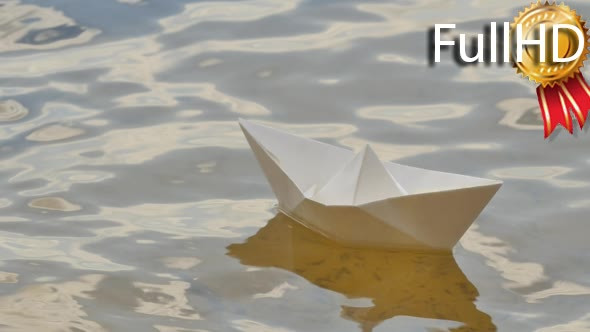 White Paper Ship is Drifting by River Watery alt