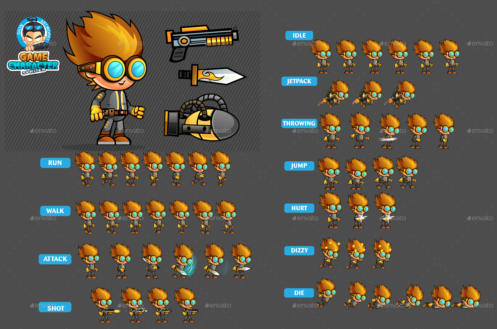 2D Game Character Sprites 263 by pasilan | GraphicRiver