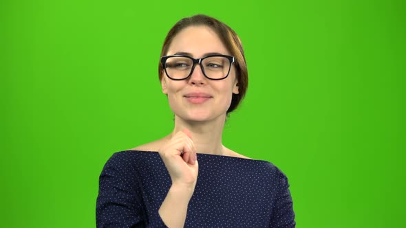 Teacher in the Class Chooses Who Will Answer. Green Screen alt