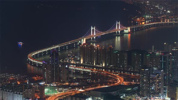 The Gwangandaegyo or Diamond Bridge in Seoul at Night