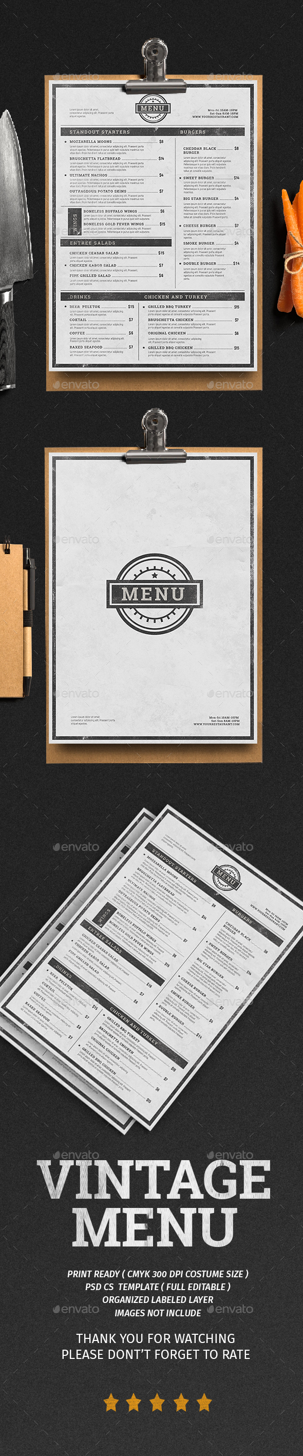 Vintage Menu