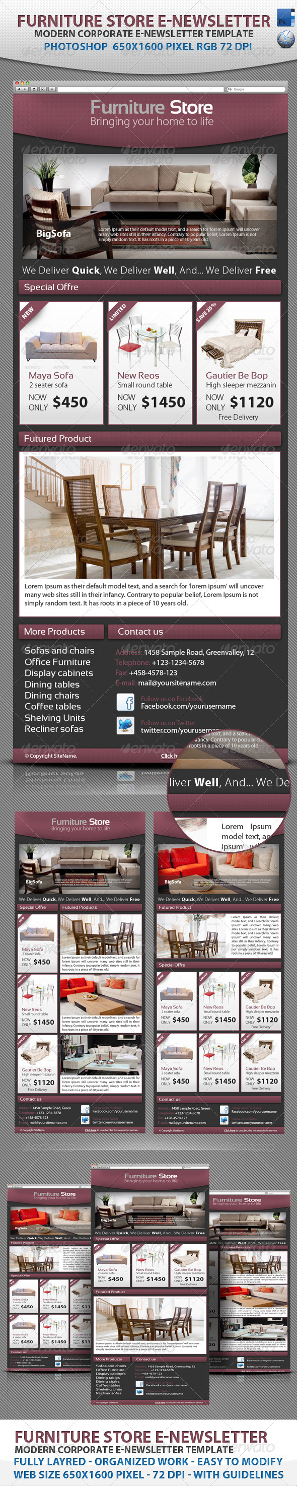 Professional Furniture Store E Newsletter Template By Bagera Graphicriver