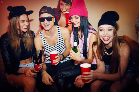 Friends Chilling at Club Party - Stock Photo - Images