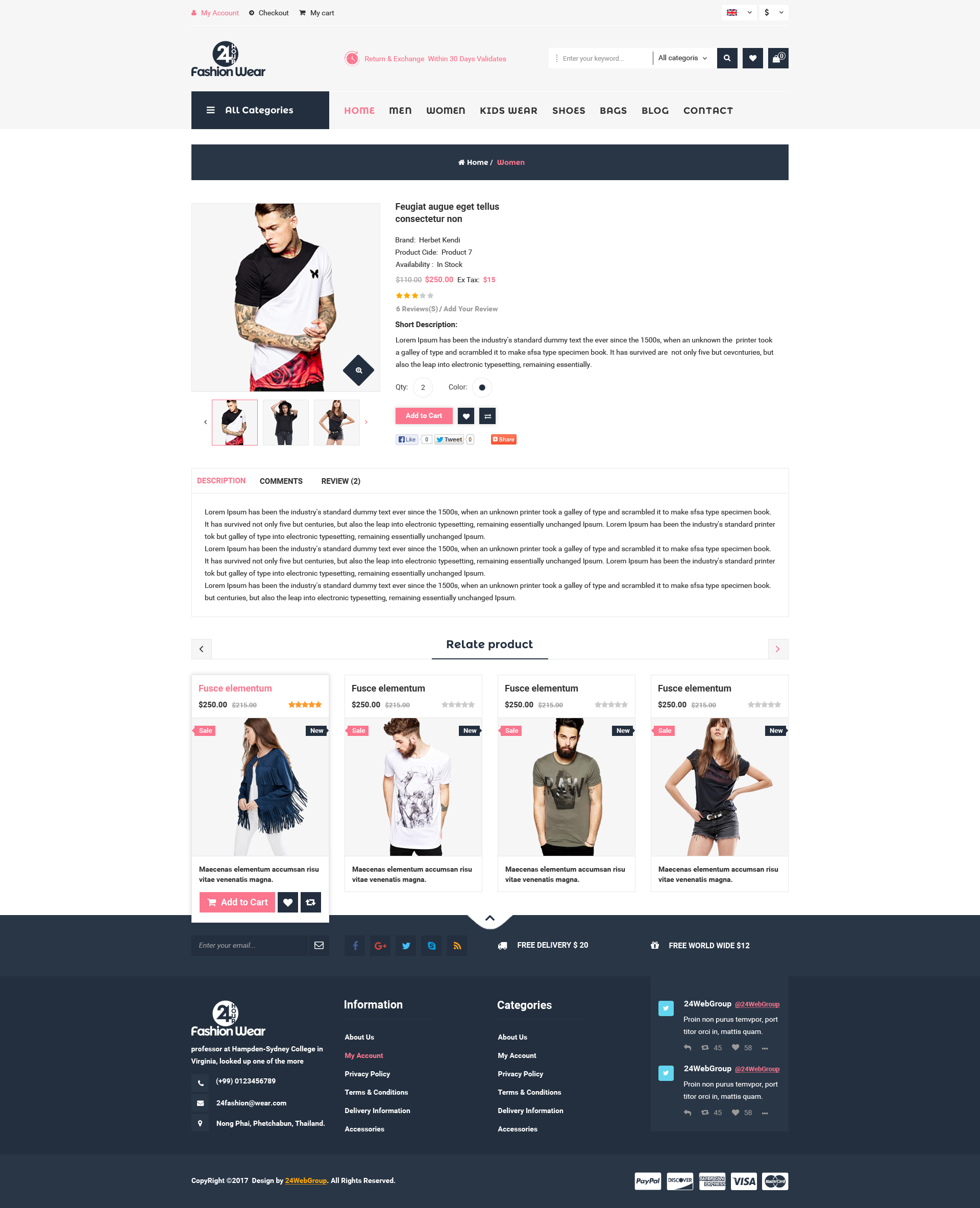24 Hour Fashion Wear eCommerce PSD Template
