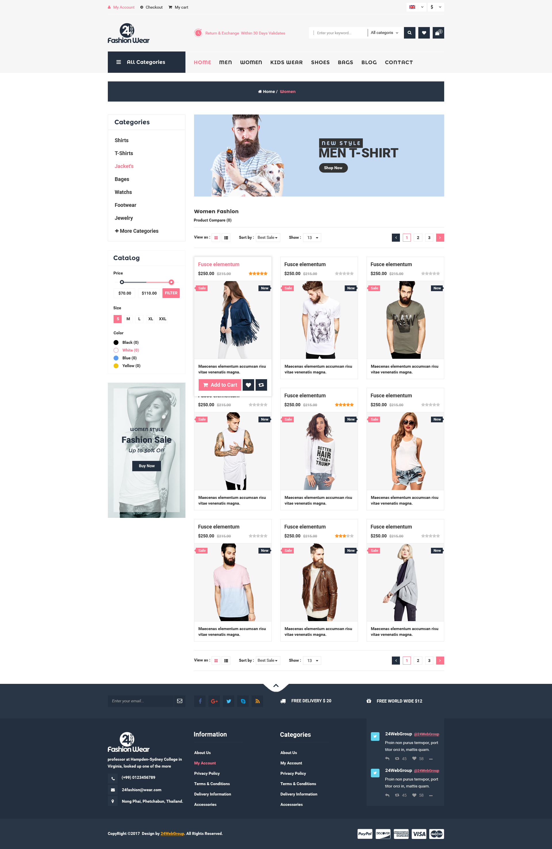 24 Hour Fashion Wear eCommerce PSD Template