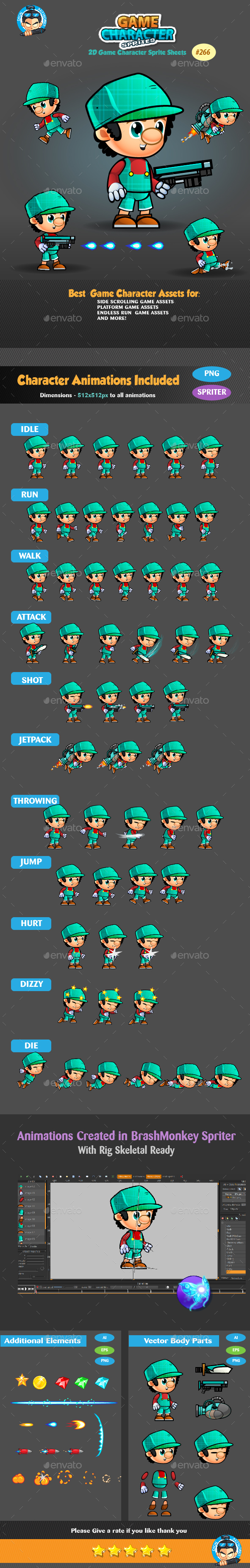 2D Game Character Sprites 266 by pasilan | GraphicRiver