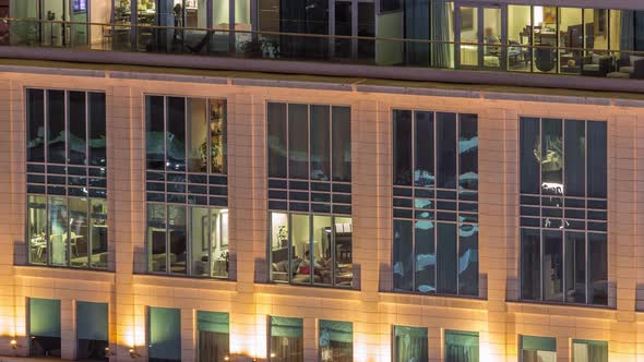 Windows of Apartment Buildings at Night Timelapse the Light From the Windows of Houses alt