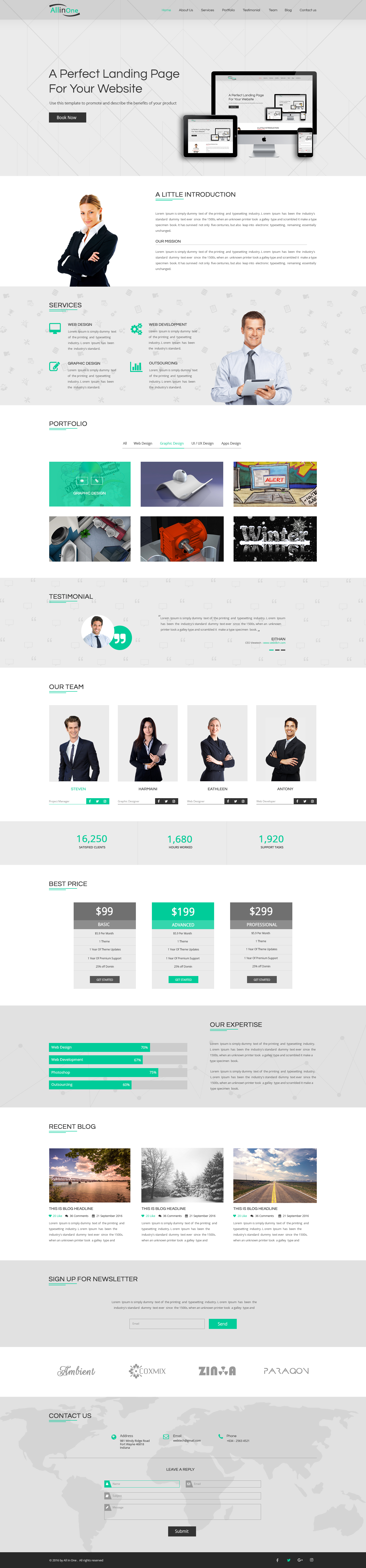 Download All In One Multi Purpose One Page Landing Page Website Psd Template By Bhavyasoft PSD Mockup Templates