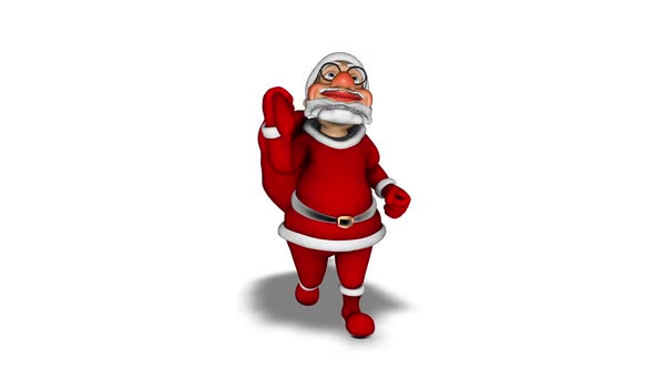 Cartoon 3D Santa Walk  Looped on White alt