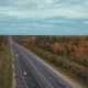 Aerial Shot Road On The Background Of Autumn Forest - VideoHive Item for Sale