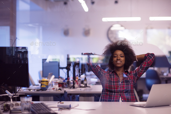 portrait of a young successful African-American woman in modern - Stock Photo - Images