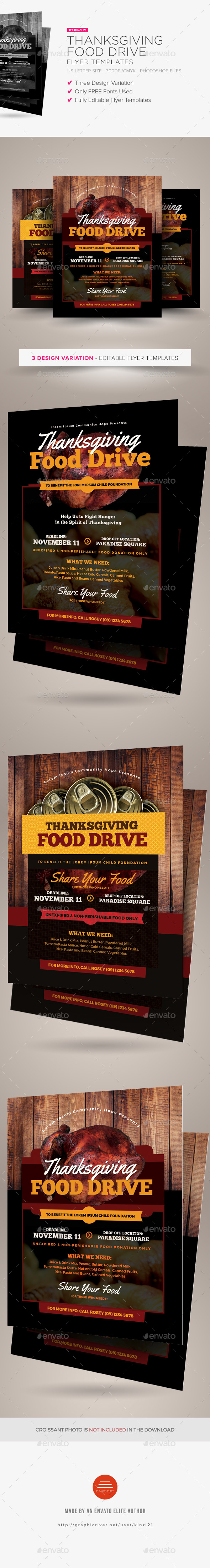 Thanksgiving Food Drive Flyer Templates