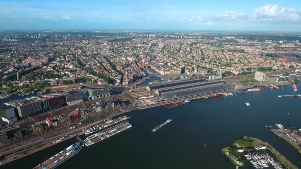 City Aerial View Over Amsterdam alt