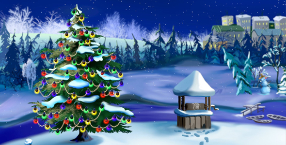 Christmas Tree in Magic Snowy Winter Night alt