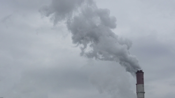 Smoking Pipes Of Thermal Power Plant On Cloudy Background alt