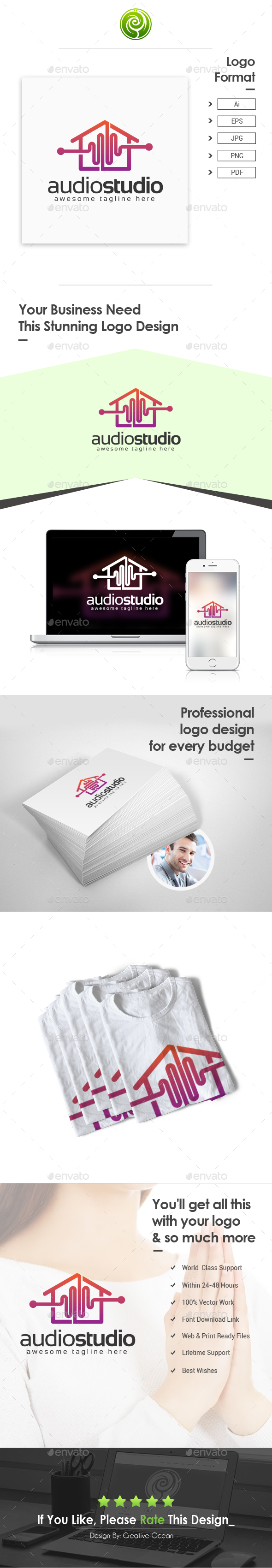 Audio Studio Logo - Abstract Logo Templates