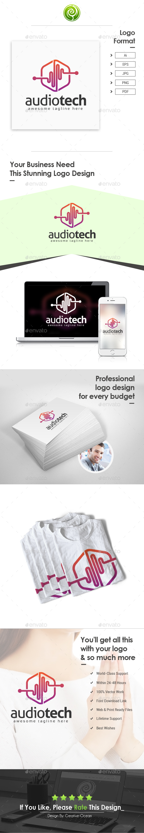 Audio Tech Logo - Abstract Logo Templates