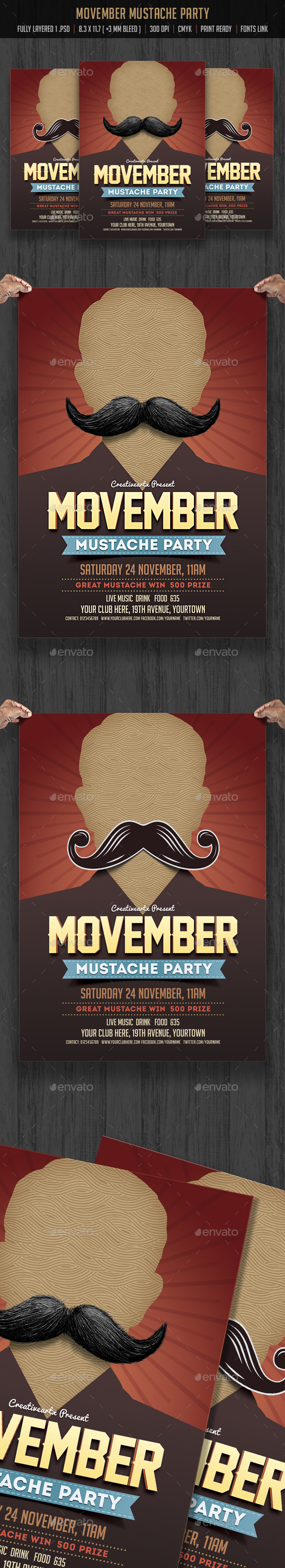 Movember Mustache Flyer - Events Flyers