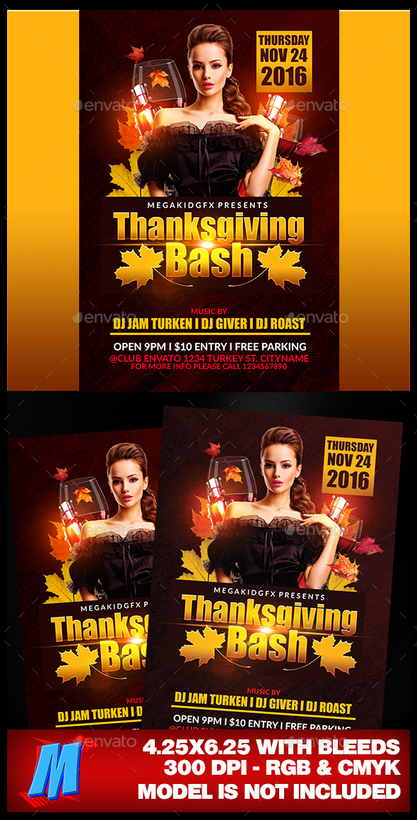 Thanksgiving Bash Flyer Template - Clubs & Parties Events