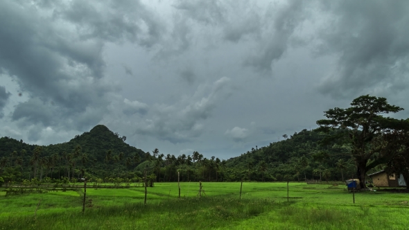 Cloudy In Tropical Jungle Mountain Of Palawan Island, Stock Footage