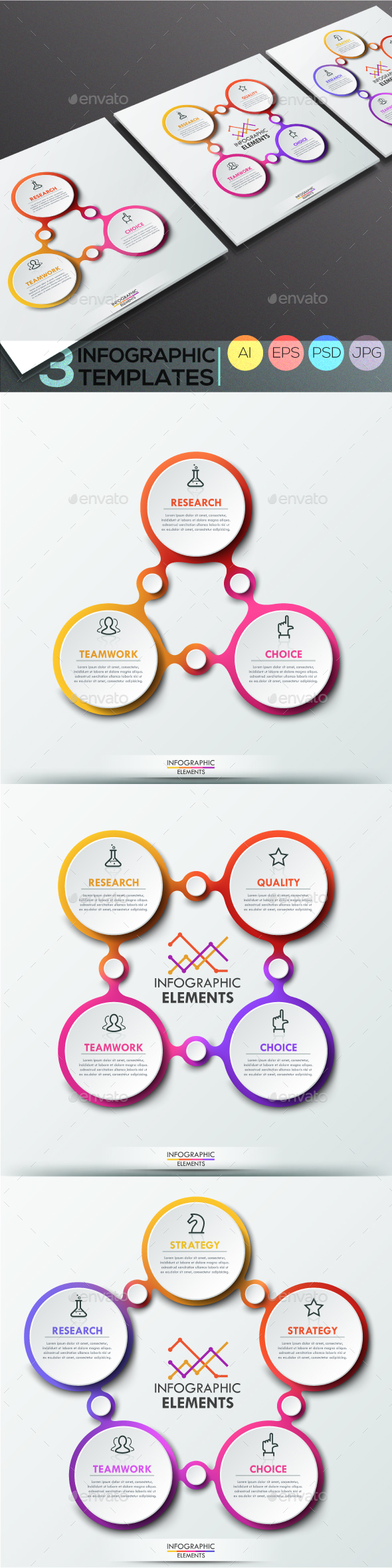 Modern Infographic Connection Templates (3 Items)