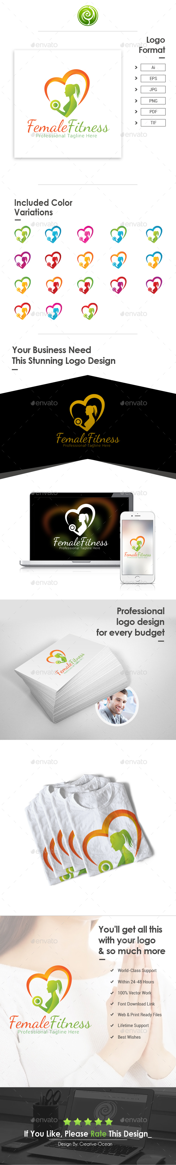 Female Fitness Logo - Humans Logo Templates