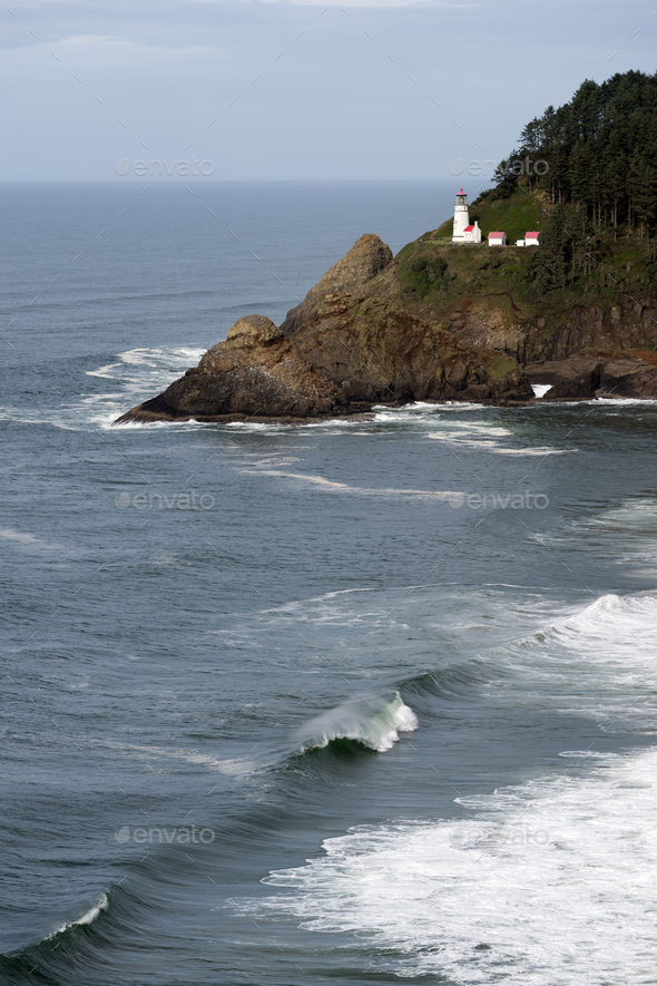 Heceta Head Oregon Coast Lighthouse Nautical Beacon USA - Stock Photo - Images
