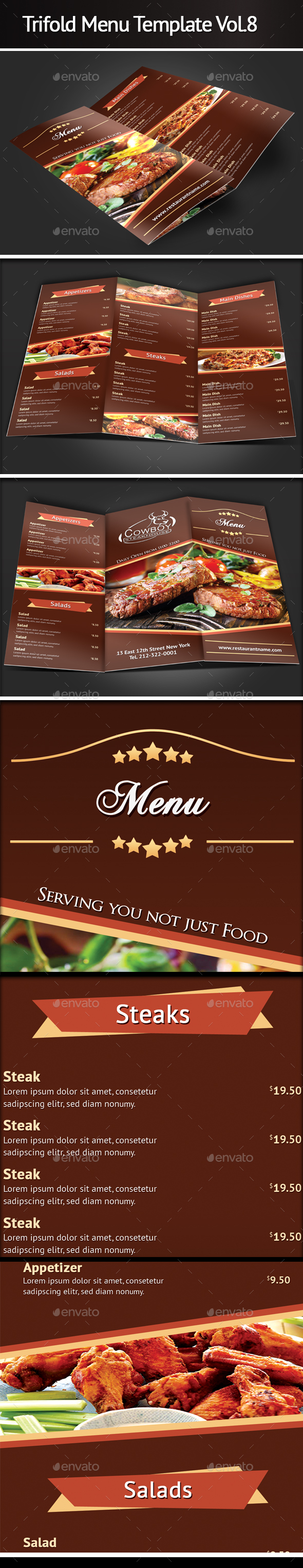 Trifold Menu Template Vol.8 - Food Menus Print Templates