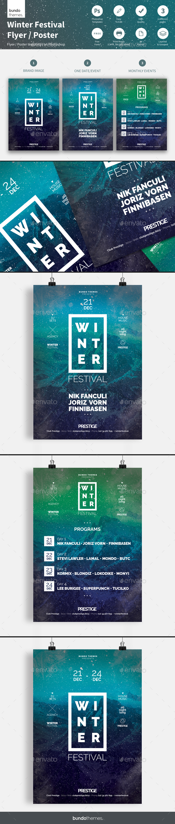 Winter Festival Flyer / Poster - Concerts Events