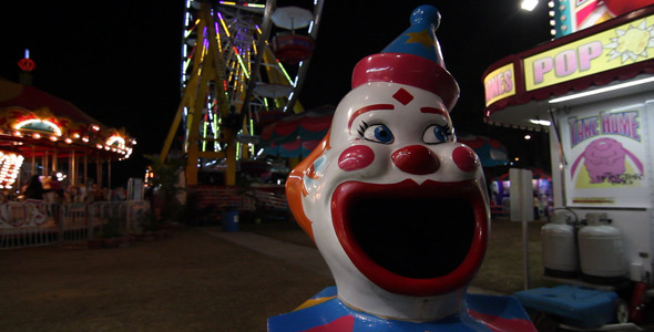 Clown Shaped Garbage Can At Carnival