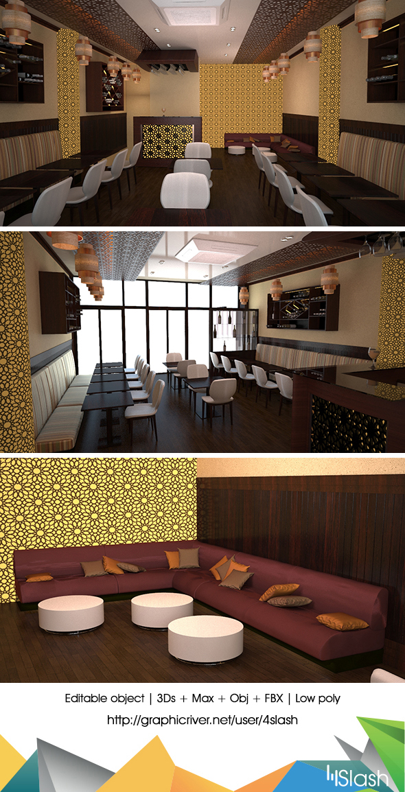 3d Resturant Interior - 3Docean 18536571