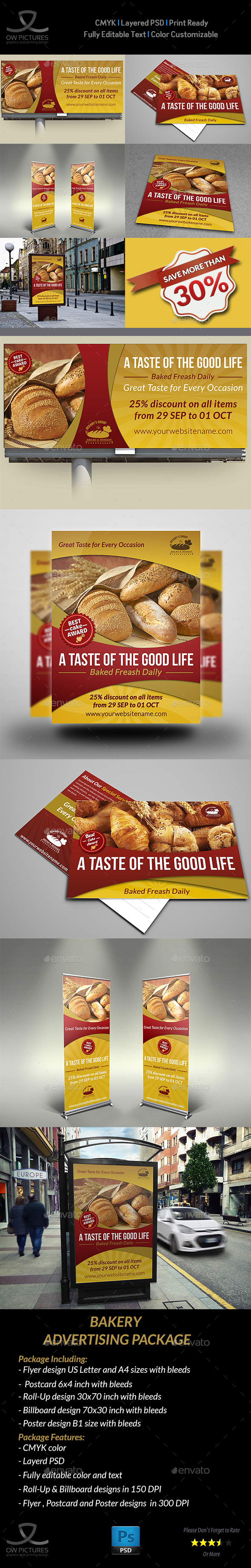 Bakery Advertising Bundle - Signage Print Templates