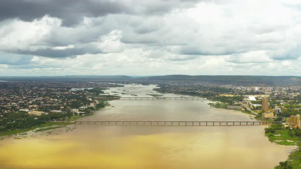 Africa Mali City And River Aerial View