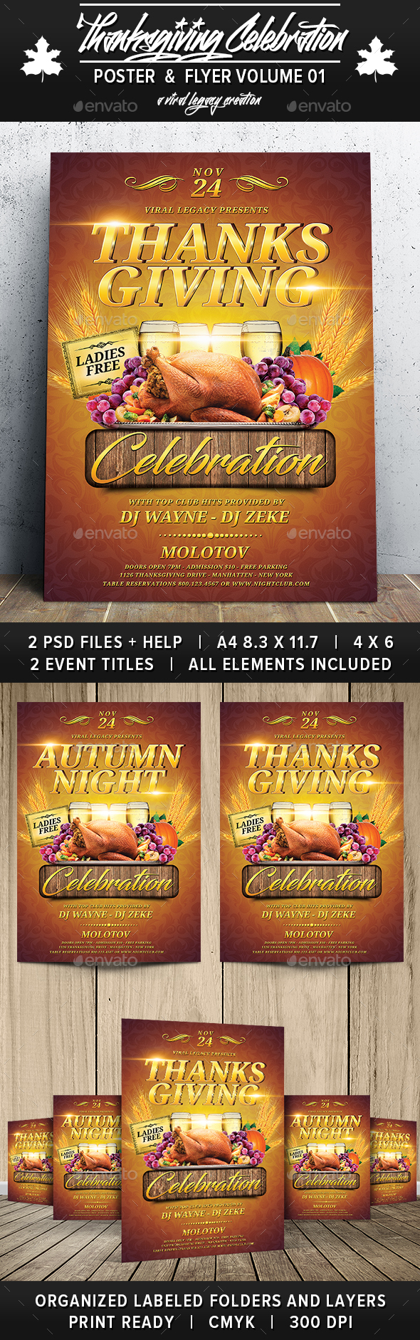 Thanksgiving Celebration V01 - Flyers Print Templates