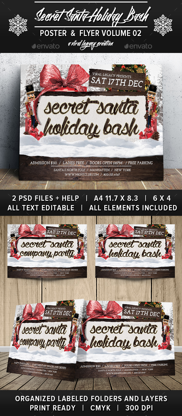Secret Santa Holiday Bash V02 - Events Flyers